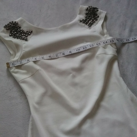 ZARA White Mini Dress With Rhinestone Like Detail - Picture 11 of 13